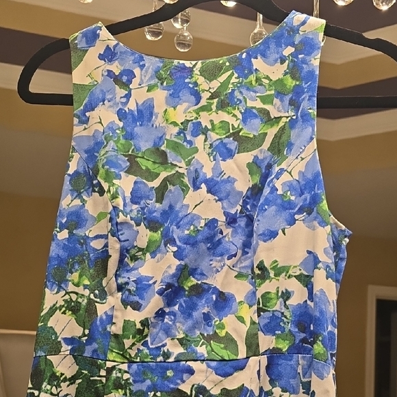 Milly Blue and Green Floral Midi Dress - Picture 3 of 16